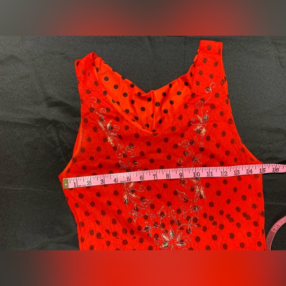 Size M Red with black polka dots tiered ruffles flamenco,salsa,tango party dress - Picture 4 of 9